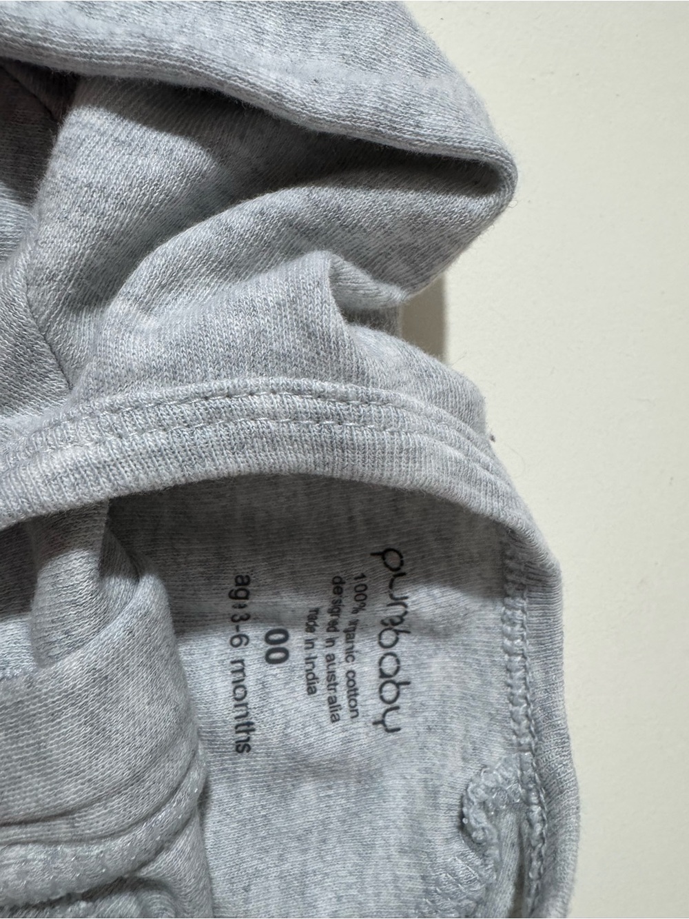 Purebaby Organic Light Grey Infant one-piece pajamas